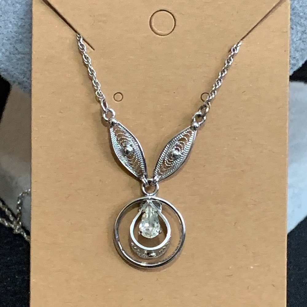 Vintage Sorrento sterling silver necklace with cz pendant